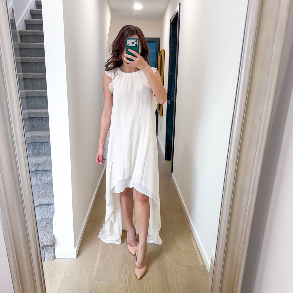 Vintage BCBG Y2K Fairy 90s Boho 100% Silk Ethereal Mermaidcore White Dress S